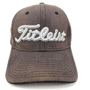 Titleist Baseball Hat Spell Out Logo Plaid Pattern Embroidered Front Strap back
